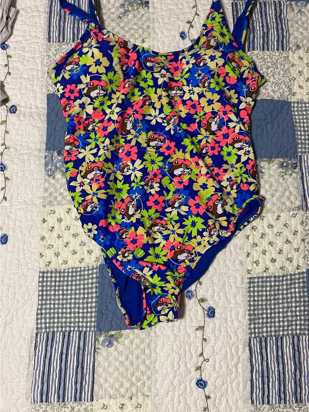 Buc-ee’s Bright Floral Cartoon One-Piece Swimsuit